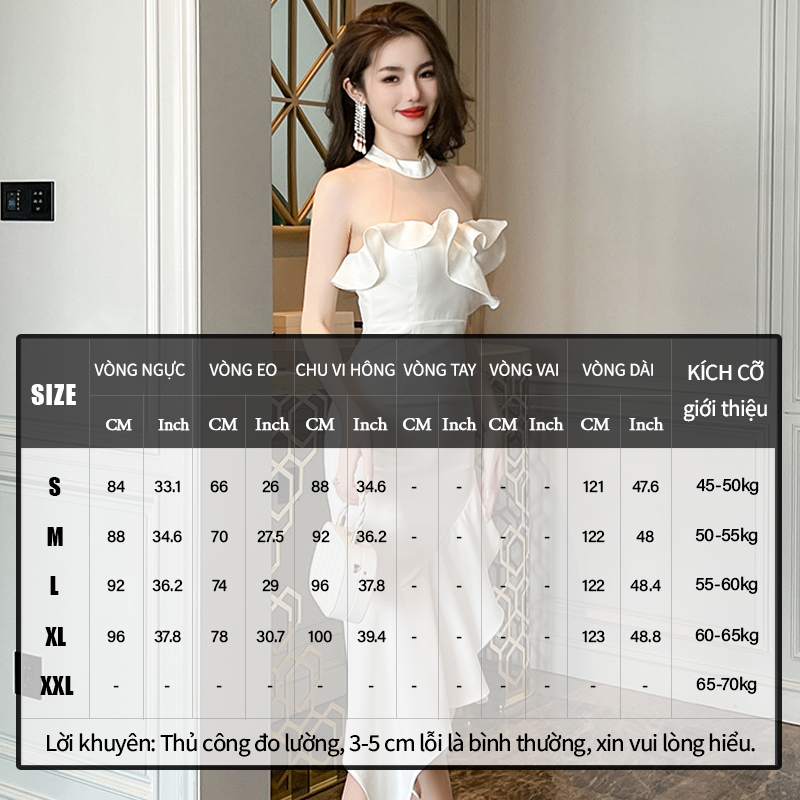 ZYHT Đầm Body dây treo sexy Lộ lưng Cảm giác cao cấp Mảnh mai Không tay áo Một từ cổ áo đầm đuôi cá 20495