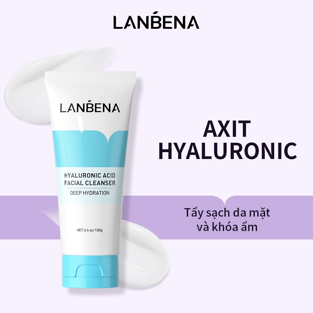 Sữa rửa mặt Lanbena Hyaluronic Acid làm sạch sâu bụi bẩn dưỡng ẩm chăm sóc da 100g