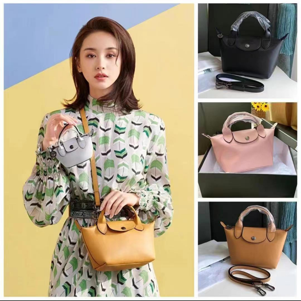 Phiên bản hàng đầu longchamp da thật túi bánh bao nhỏ đeo vai túi messenger bộ sưu tập 12 màu