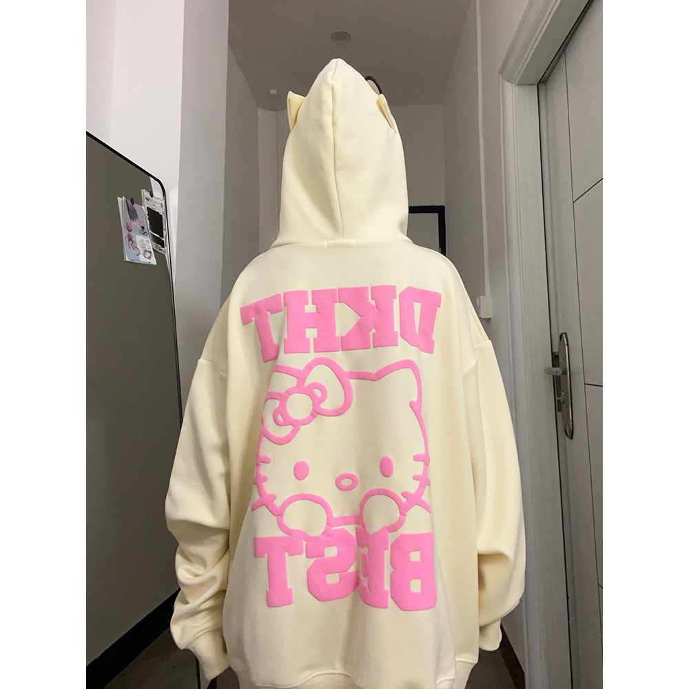 Áo hoodie IHKKE họa tiết Hello Kitty thời trang mùa thu dành cho cặp đôi