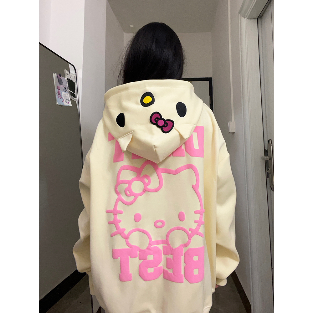 Áo hoodie IHKKE họa tiết Hello Kitty thời trang mùa thu dành cho cặp đôi