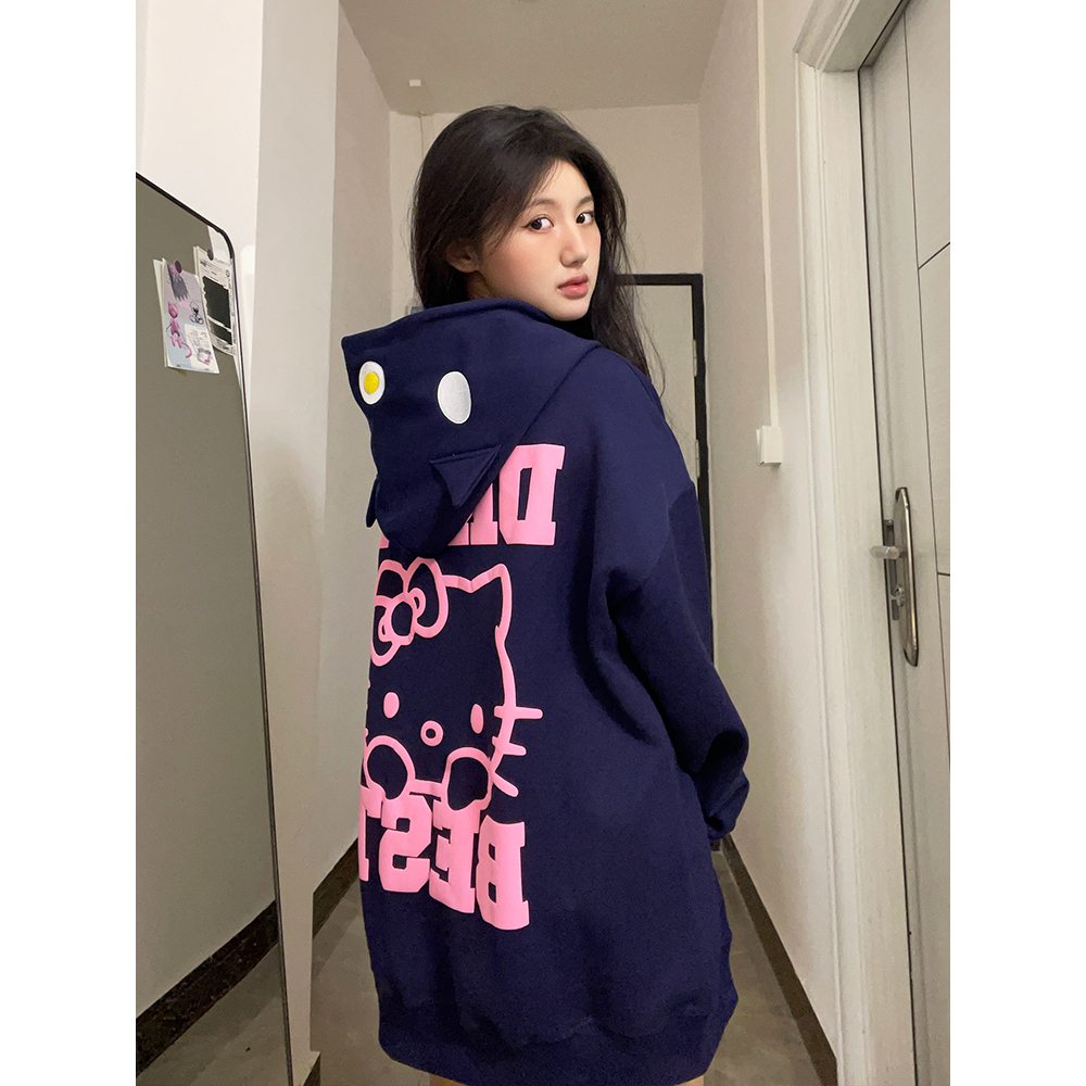 Áo hoodie IHKKE họa tiết Hello Kitty thời trang mùa thu dành cho cặp đôi