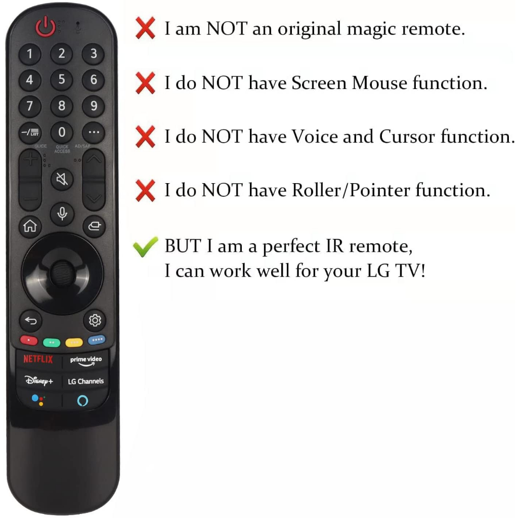 Yosun an-mr21ga đã thay thế điều khiển từ xa cho tv thông minh lg  dòng oled 43nano 50up 65nano 86nano với các phím netflix primevideo
