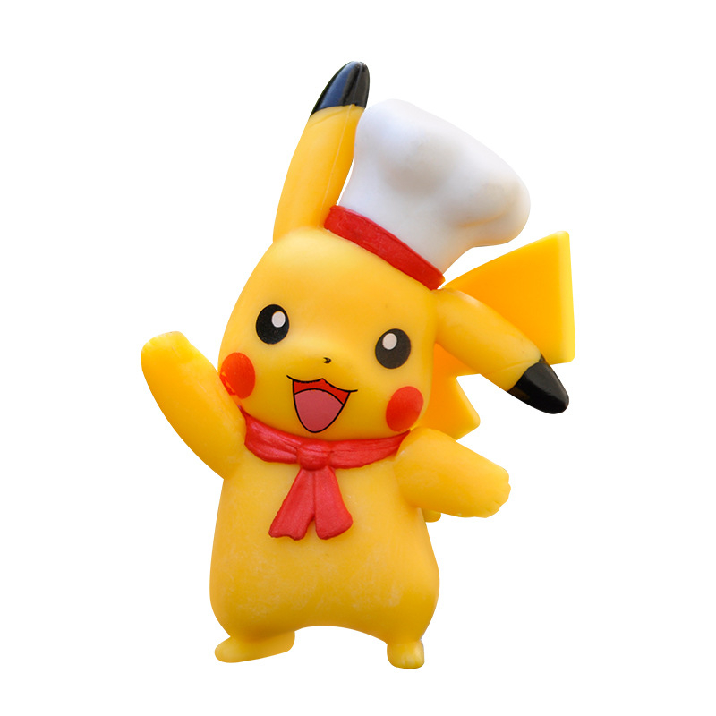 6 cái / bộ 8-9 cm pokemon pikachu đeo mũ rơm mũ đầu bếp vòng hoa đọc sách phim hoạt hình q phiên bản kawayi pvc hình hành động mô hình đồ chơi trẻ em quà tặng