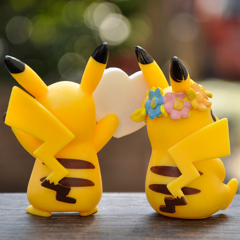 6 cái / bộ 8-9 cm pokemon pikachu đeo mũ rơm mũ đầu bếp vòng hoa đọc sách phim hoạt hình q phiên bản kawayi pvc hình hành động mô hình đồ chơi trẻ em quà tặng