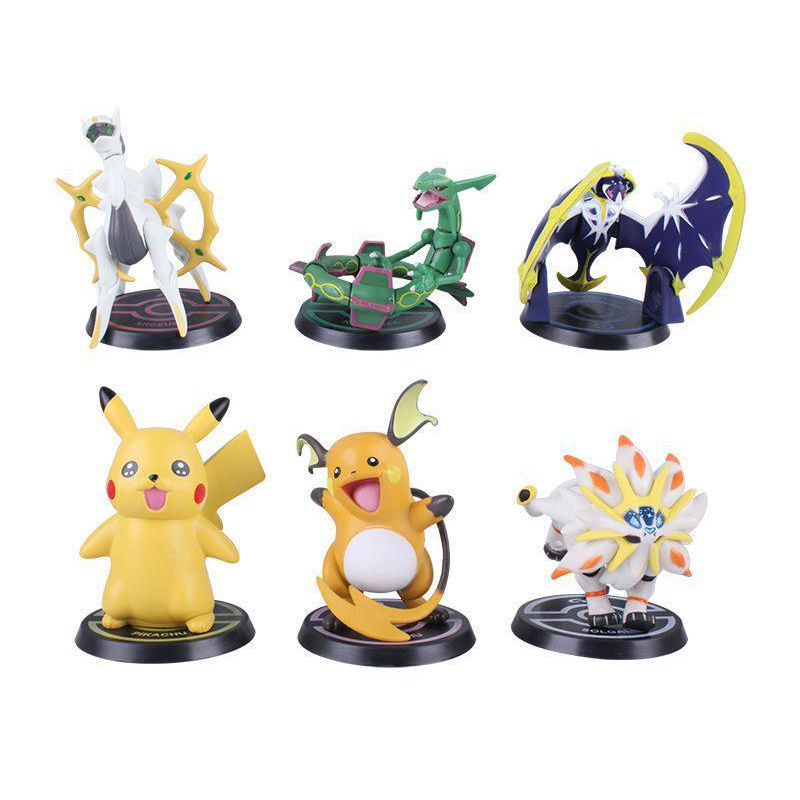6 cái / bộ 6-9 cm pokemon anime hình pikachu charizard arceus rayquaza mewtwo lunala solgaleo q phiên bản pvc hình hành động mô hình búp bê đồ chơi trẻ em quà tặng