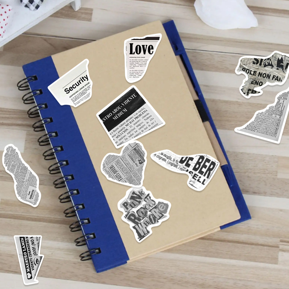 52 miếng dán văn bản bị hỏng phong cách ins retro với cảm giác bị hỏng báo cũ phong cách văn học tự làm sổ cái sáng tạo không thấm nước