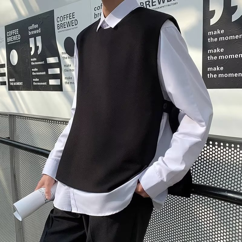 Ruffian Áo Khoác Ghi Lê Không Tay Hai Màu Phong Cách retro Nhật Bản Size m-3xl Thời Trang Dành Cho Nam