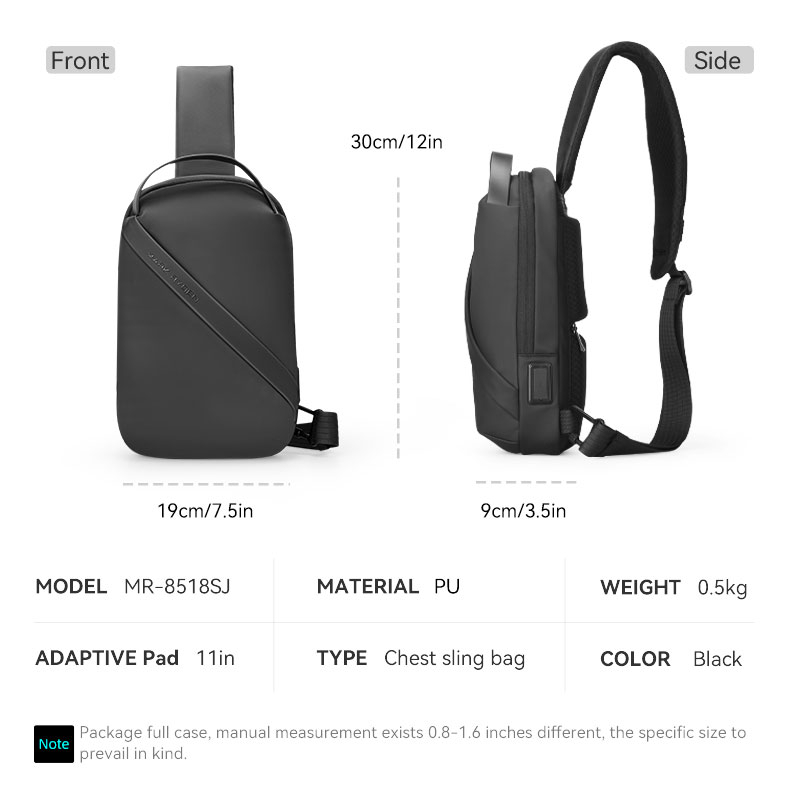 Mark ryden túi đeo chéo nam không thấm nước sạc usb giải trí văn phòng du lịch thời trang crossbody