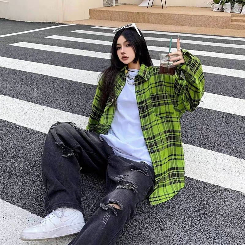 Phong cách vintage|Nam giới retro kẻ sọc hàng đầu đơn giản lỏng tay áo dài thiết kế in chữ chất lượng cao hàng đầu