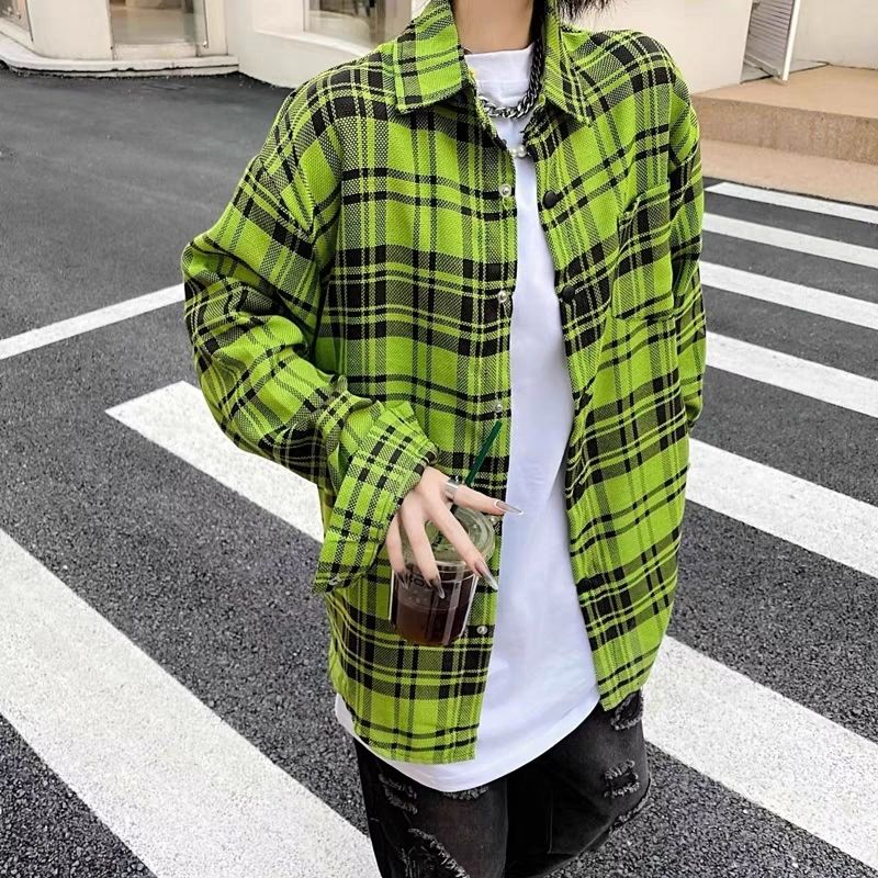 Phong cách vintage|Nam giới retro kẻ sọc hàng đầu đơn giản lỏng tay áo dài thiết kế in chữ chất lượng cao hàng đầu