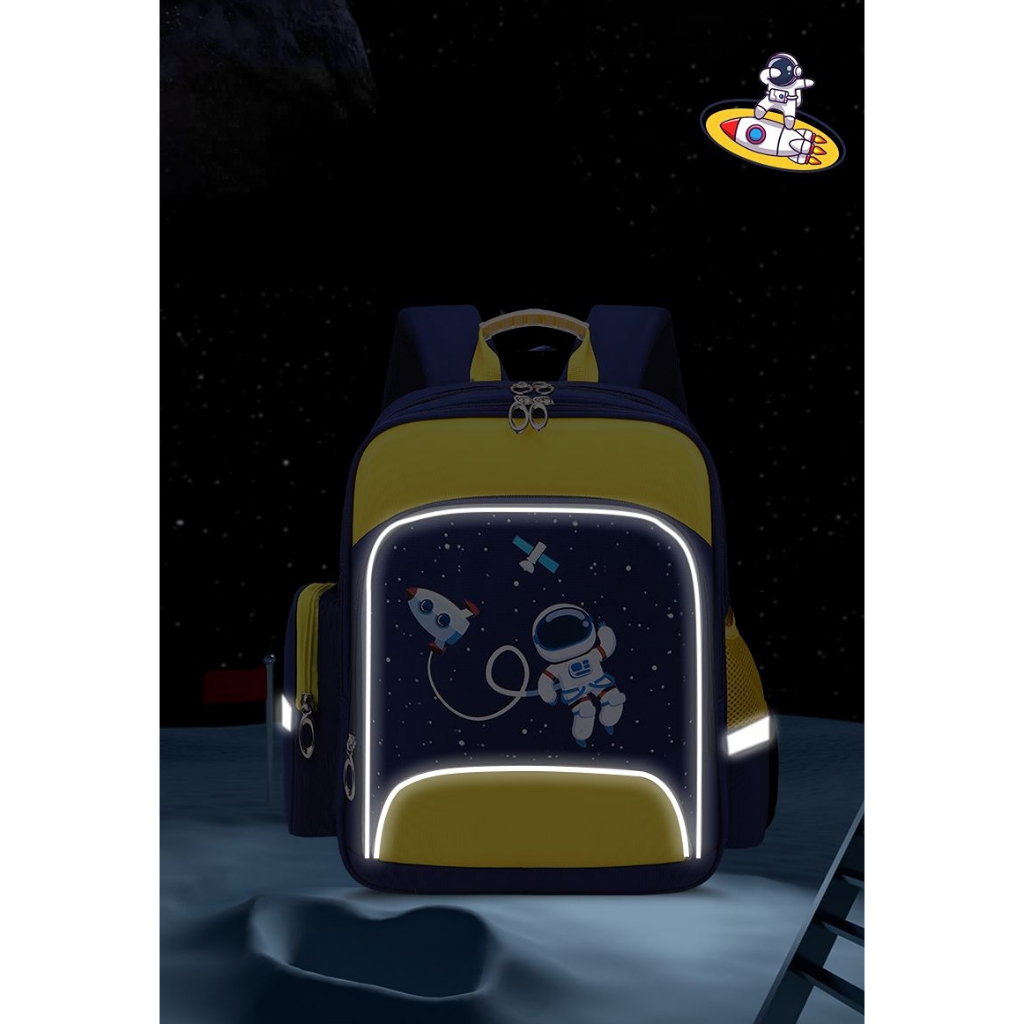 Planet Túi đi học phi hành gia hoạt hình dành cho trẻ em công suất cao thiết kế giảm tải công thái học lớp 1-6 bé trai và bé gái túi đi học dễ thương