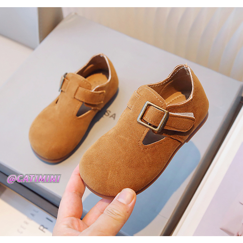 Catimini giày trẻ em phong cách hàn quốc ụ rừng giày da bé gái giày mũ len trẻ em bé trai giày giản dị