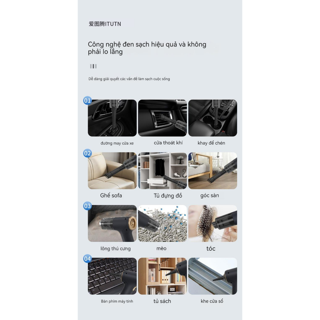 Itutn hút thổi bơm ô tô không dây hoover trang chủ ô tô cầm tay nhỏ nội thất hút lớn