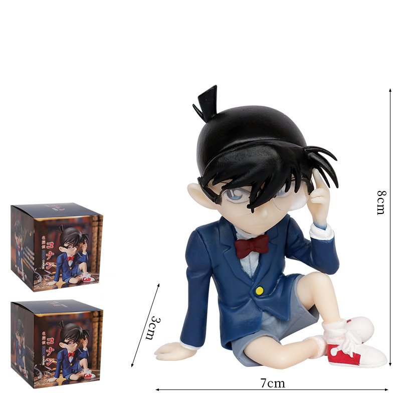 8 cm anime thám tử lừng danh conan hình edogawa konan q phiên bản vị trí ngồi trang trí ô tô pvc hình hành động mô hình búp bê đồ chơi trẻ em quà tặng