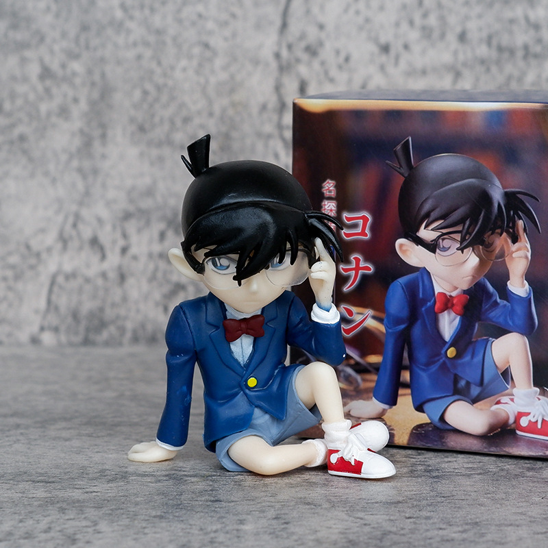 8 cm anime thám tử lừng danh conan hình edogawa konan q phiên bản vị trí ngồi trang trí ô tô pvc hình hành động mô hình búp bê đồ chơi trẻ em quà tặng