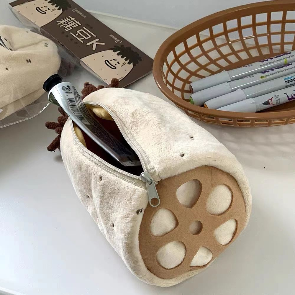Túi Đựng Bút Hạt Đậu Sen Hình Dáng Dễ Thương Có Lớp Nhồi Bông