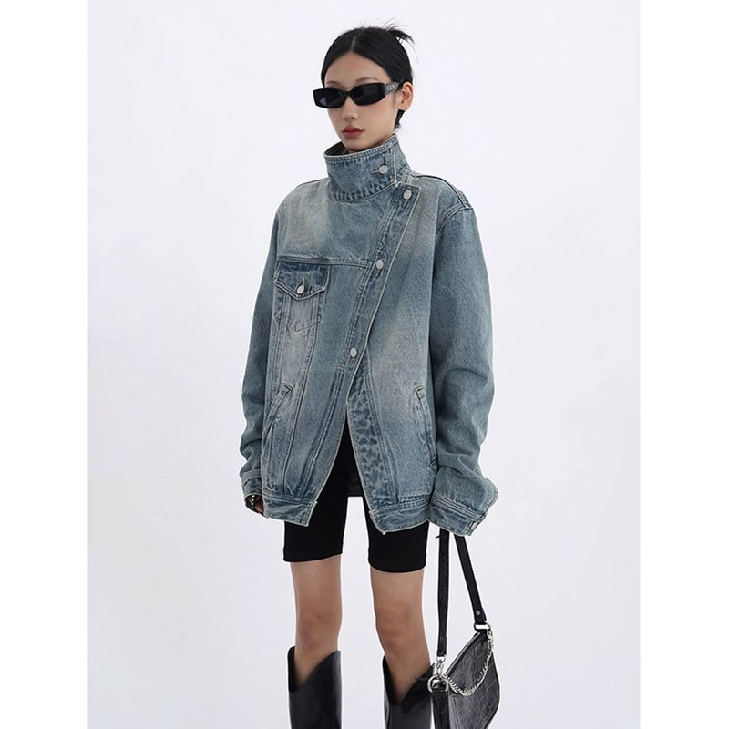 Áo Khoác Denim Dáng Rộng Phong Cách Retro Mỹ Thời Trang Mùa Xuân Mới 2023