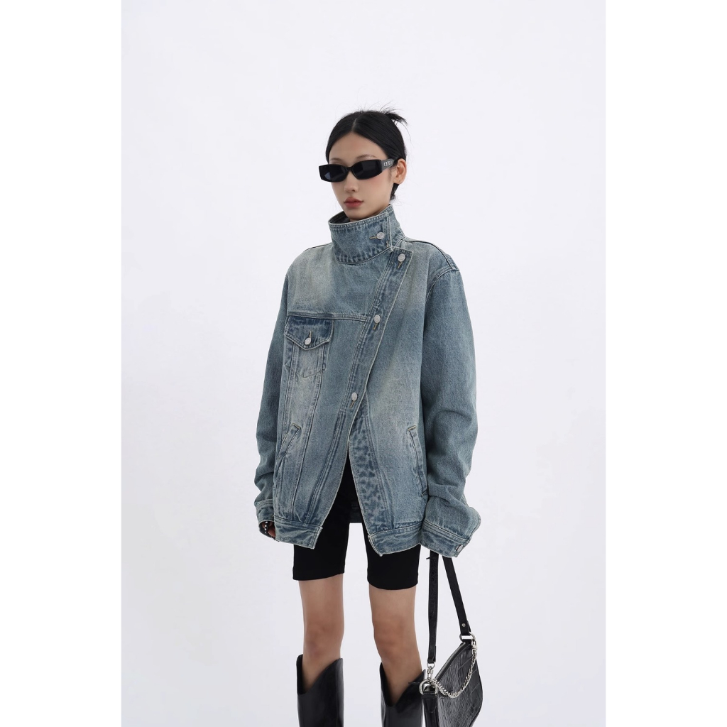 Áo Khoác Denim Dáng Rộng Phong Cách Retro Mỹ Thời Trang Mùa Xuân Mới 2023