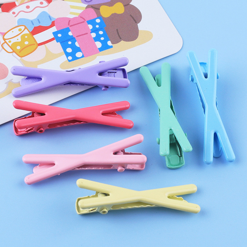 Đơn giản hàn quốc liền mạch phim hoạt hình màu hình học x-shaped kẹp tóc mái của phụ nữ