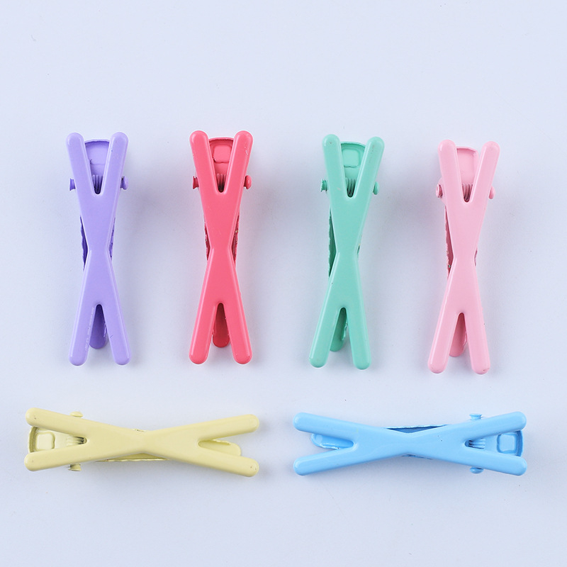 Đơn giản hàn quốc liền mạch phim hoạt hình màu hình học x-shaped kẹp tóc mái của phụ nữ