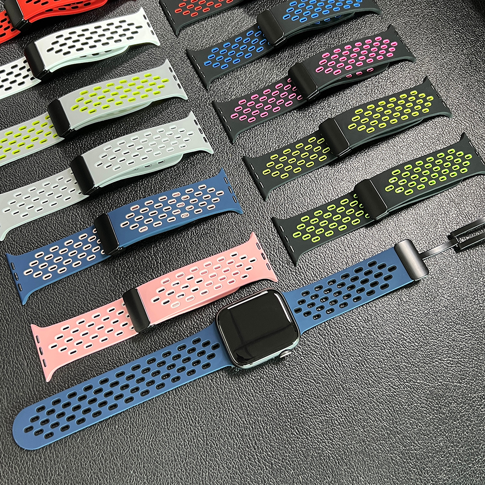 Dây đeo đồng hồ silicon d khóa từ tính cho apple smartwatch series 8 7 se 6 4 4 4 4 4 4 45 49mm