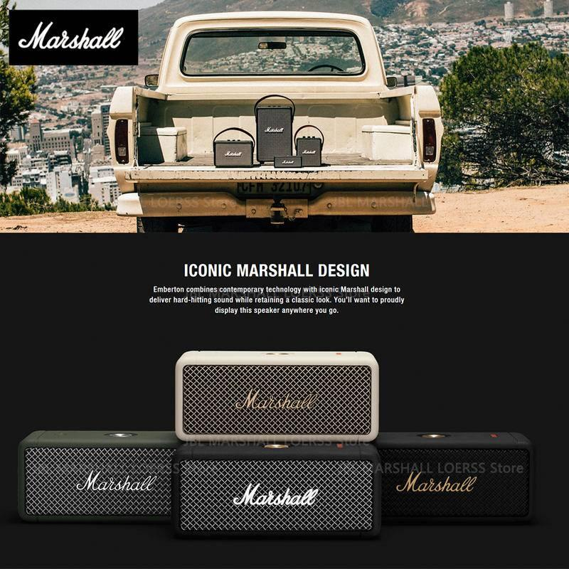 Loa bluetooth marshall emberton-original, không dây, chống nước ipx7, thể thao, âm thanh nổi, ngoài trời
