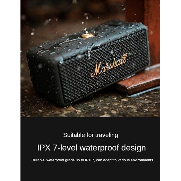 Loa bluetooth marshall emberton-original, không dây, chống nước ipx7, thể thao, âm thanh nổi, ngoài trời