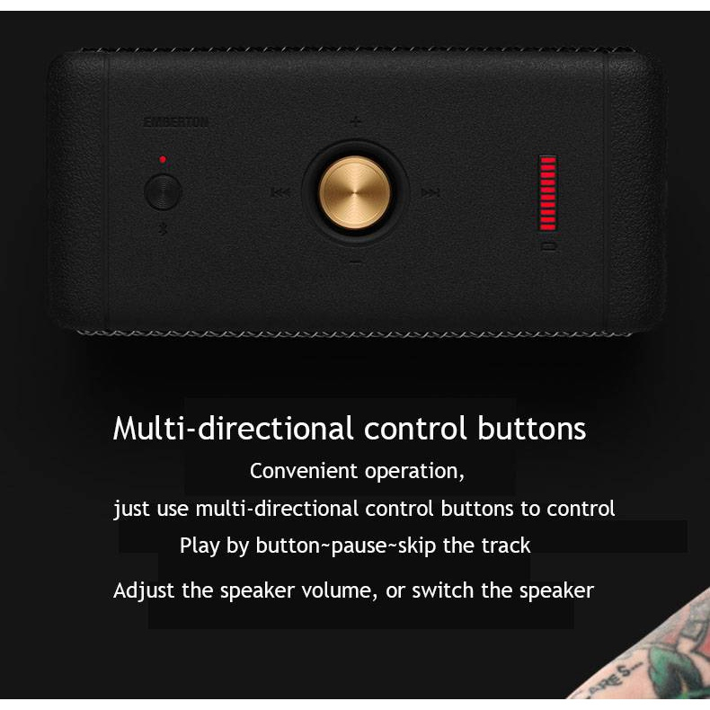 Loa bluetooth marshall emberton-original, không dây, chống nước ipx7, thể thao, âm thanh nổi, ngoài trời