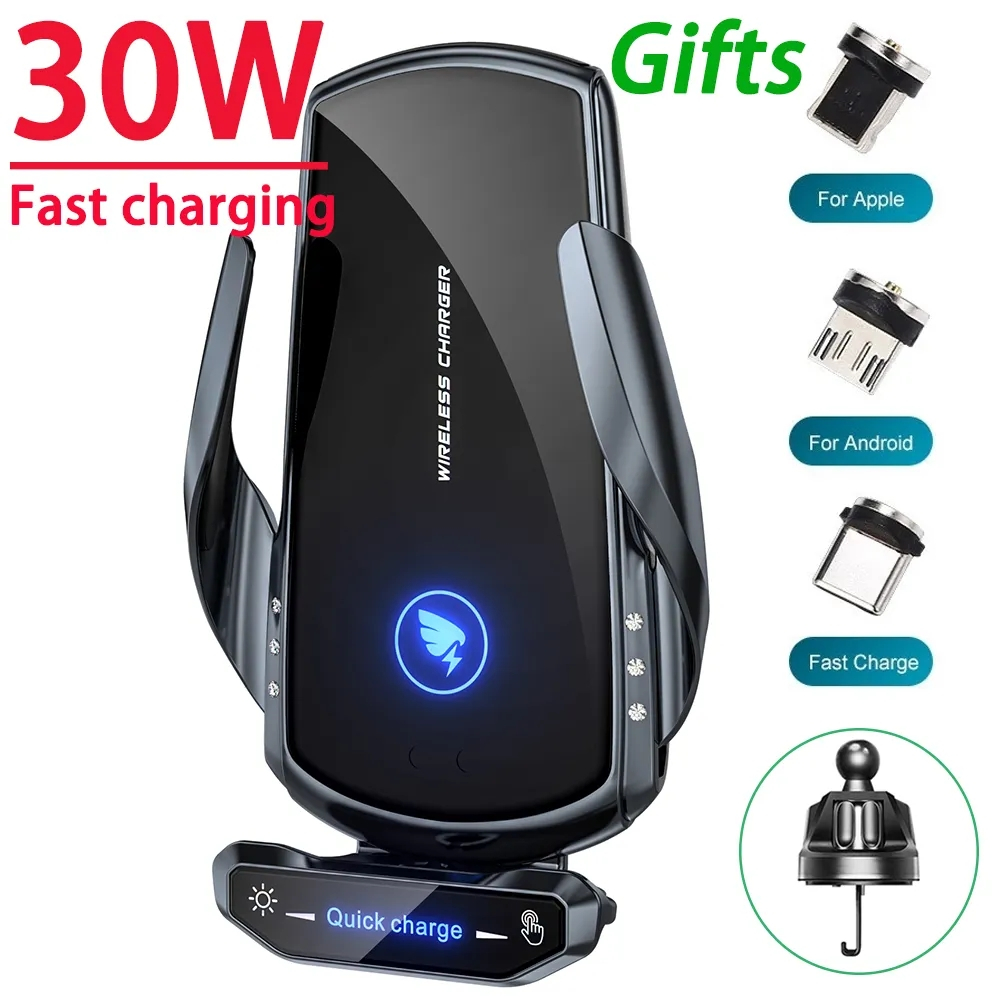 Bộ sạc không dây trên ô tô 30w từ tính qi sạc nhanh giá đỡ điện thoại trên ô tô cho iphone 14 13 pro samsung xiaomi cảm ứng hồng ngoại