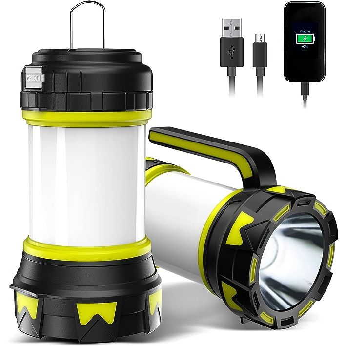 1000lm đèn led cắm trại siêu sáng đèn pin cảnh báo trắng + đỏ đèn pin có thể sạc lại 6 chế độ đèn cắm trại với pin dự phòng 3000mah đèn pin khẩn cấp chống nước ipx4