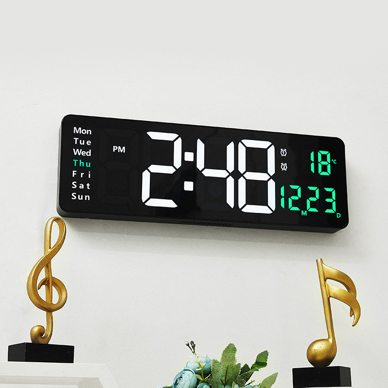 Đồng hồ treo tường kỹ thuật số led lớn 16 inch gắn điều khiển từ xa nhiệt độ ngày tuần hiển thị hẹn giờ đồng hồ báo thức kép