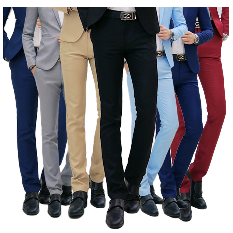 BEFOYI Men's Suit Pants Korean Office Wear Slim Fit in Black White S-5XL