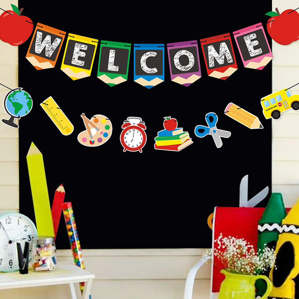 Bộ 4 Dây Treo Trang Trí In Chữ Welcome First Day of School