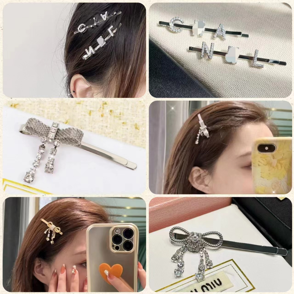 {boutique Spot} kẹp nơ miu kim loại bạc mũ kim cương đồng thau mạ vàng với tem thép chất lượng cao hàn quốc 2023 bản sao phong cách mới thanh lịch retro thời trang kẹp tóc nữ non-fade