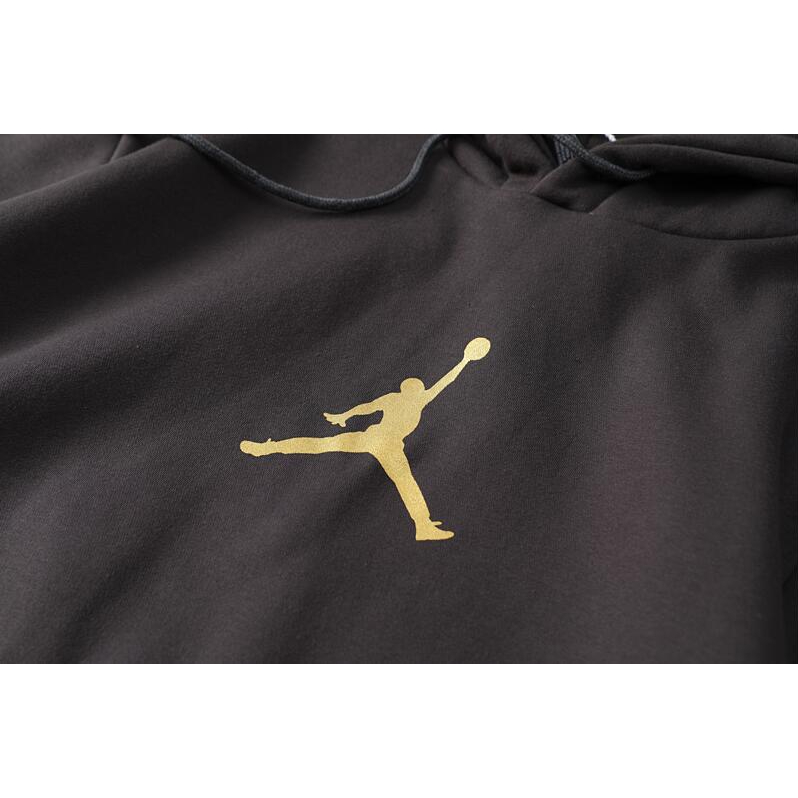 Thời trang vàng in áo len có mũ trùm đầu đơn giản unisex áo khoác nhung dày