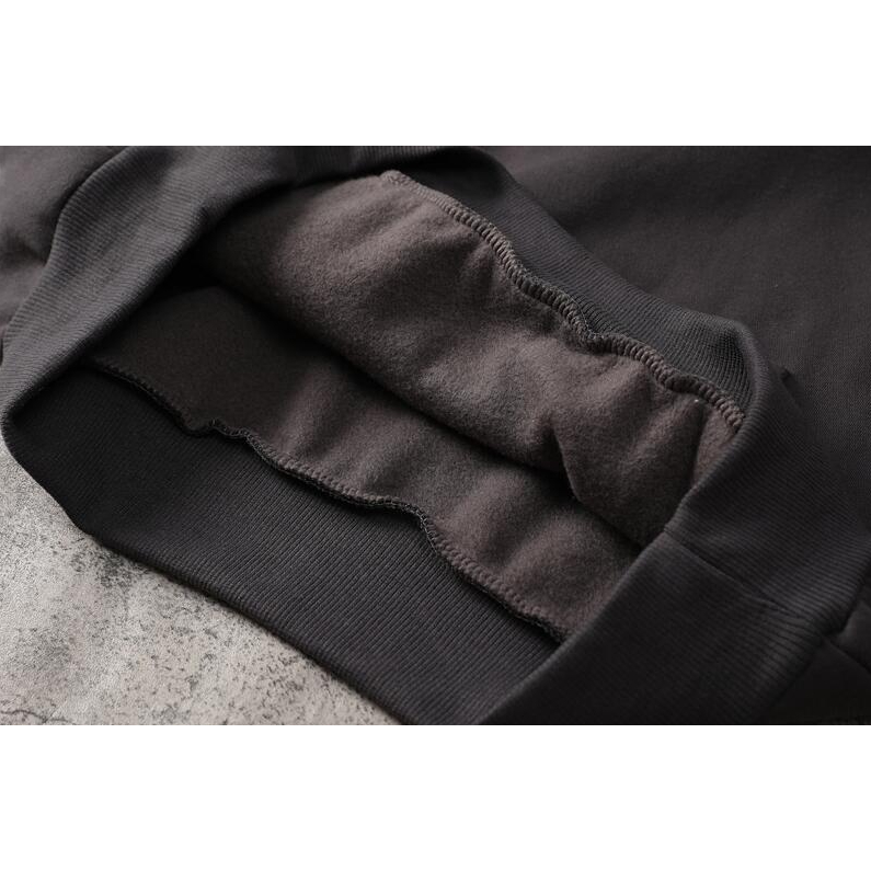 Thời trang vàng in áo len có mũ trùm đầu đơn giản unisex áo khoác nhung dày