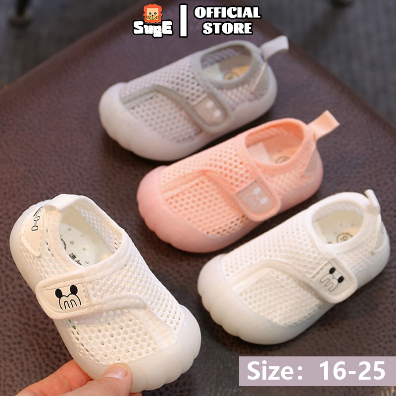 Suge Toddle Giày Sneaker Dệt Kim Đế Mềm Dễ Thương Mùa Hè Cho Bé Tập Đi