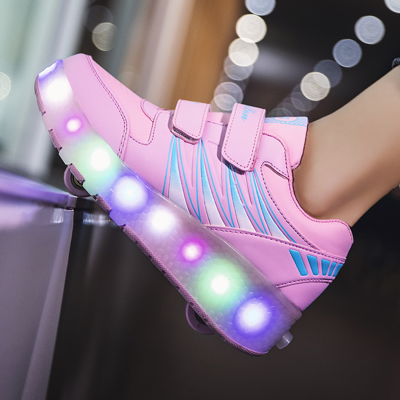 Giày Trượt Patin Hai Bánh Xe Có Đèn LED Siêu Nhẹ Thời Trang Cho Trẻ Em Và Người Lớn