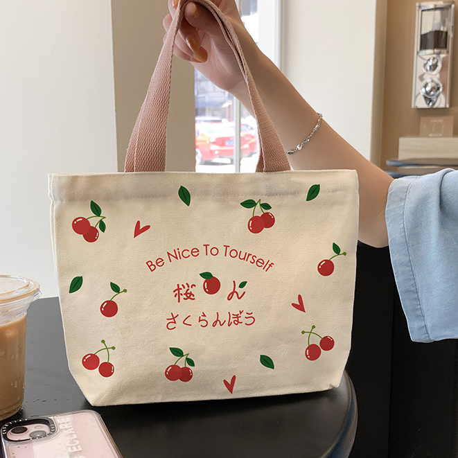 Túi vải nhật bản hoạt hình dễ thương, túi bento dạy kèm, túi xách nhỏ, túi xách nữ