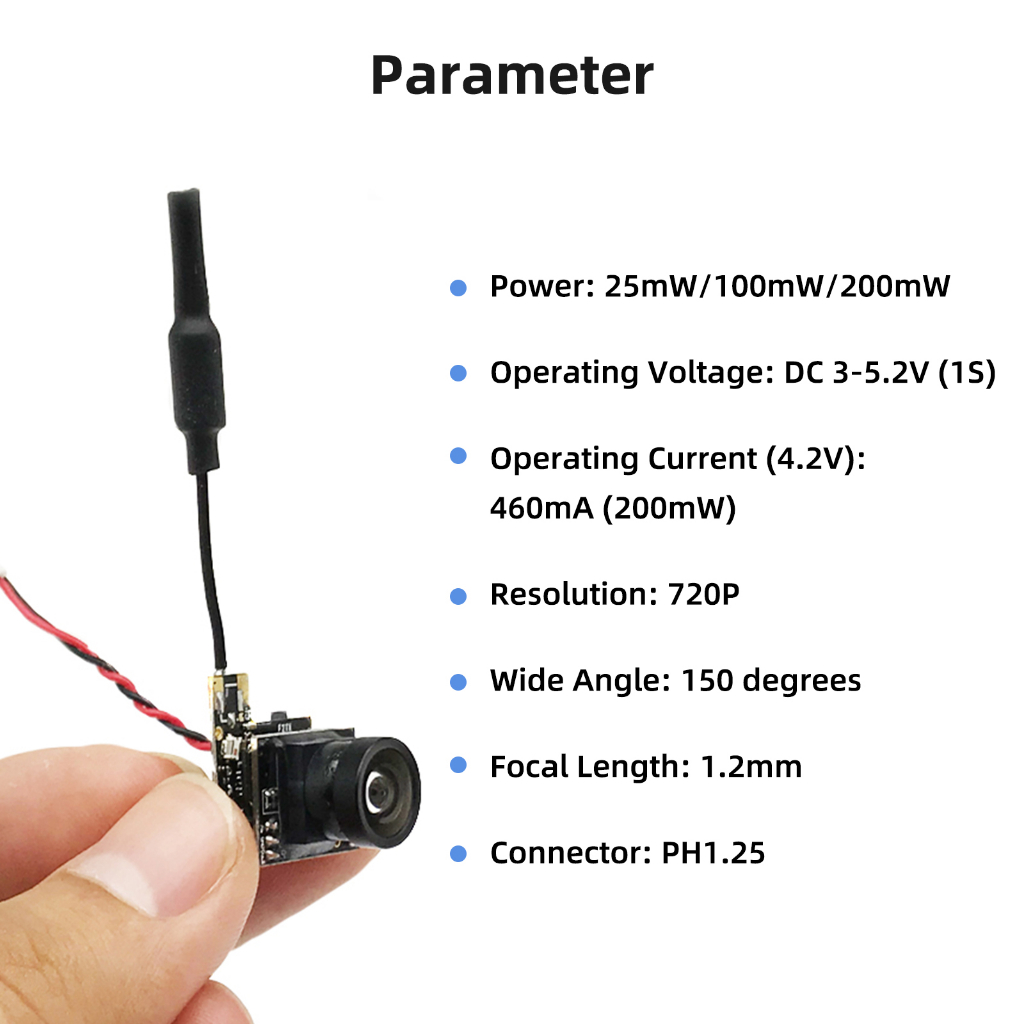 Camera Siêu Nhỏ ewrf 800tvl 5.8g 48ch 200mw fov170 cmos fpv Cho radiolink f121