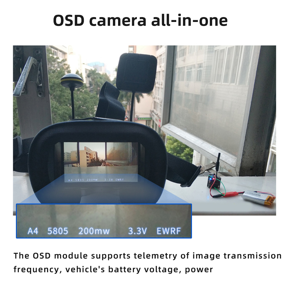Camera Siêu Nhỏ ewrf 800tvl 5.8g 48ch 200mw fov170 cmos fpv Cho radiolink f121