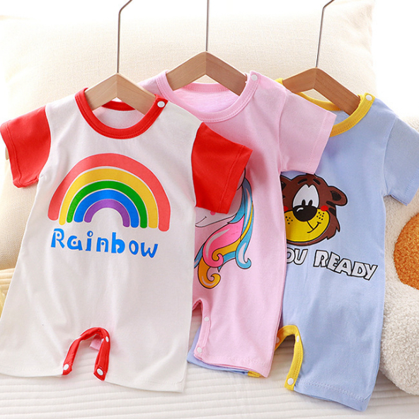 Phim hoạt hình dễ thương Áo liền quần trẻ em cotton mềm mại thoáng khí quần áo trẻ em