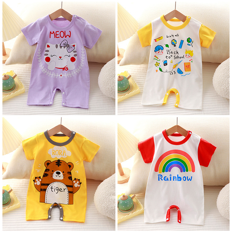 Phim hoạt hình dễ thương Áo liền quần trẻ em cotton mềm mại thoáng khí quần áo trẻ em