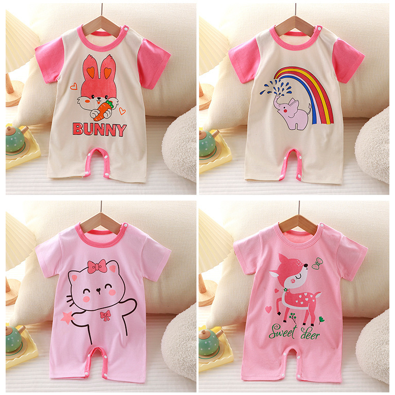 Phim hoạt hình dễ thương Áo liền quần trẻ em cotton mềm mại thoáng khí quần áo trẻ em