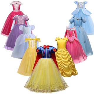 Cô gái Váy công chúa thanh lịch 4-14Y Váy công chúa bạch tuyết Cosplay Belle váy công chúa váy dạ hội