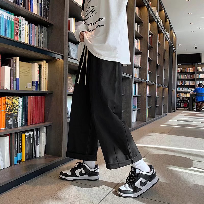 Quần ống rộng nam phối dây xích phong cách hip hop đường phố cho  Hàn Quốc quần jogger nam bigsize Simple Fashion quần baggy nam unisex