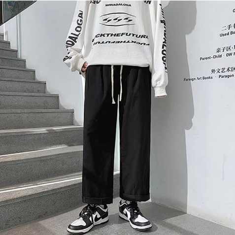 Quần ống rộng nam phối dây xích phong cách hip hop đường phố cho  Hàn Quốc quần jogger nam bigsize Simple Fashion quần baggy nam unisex