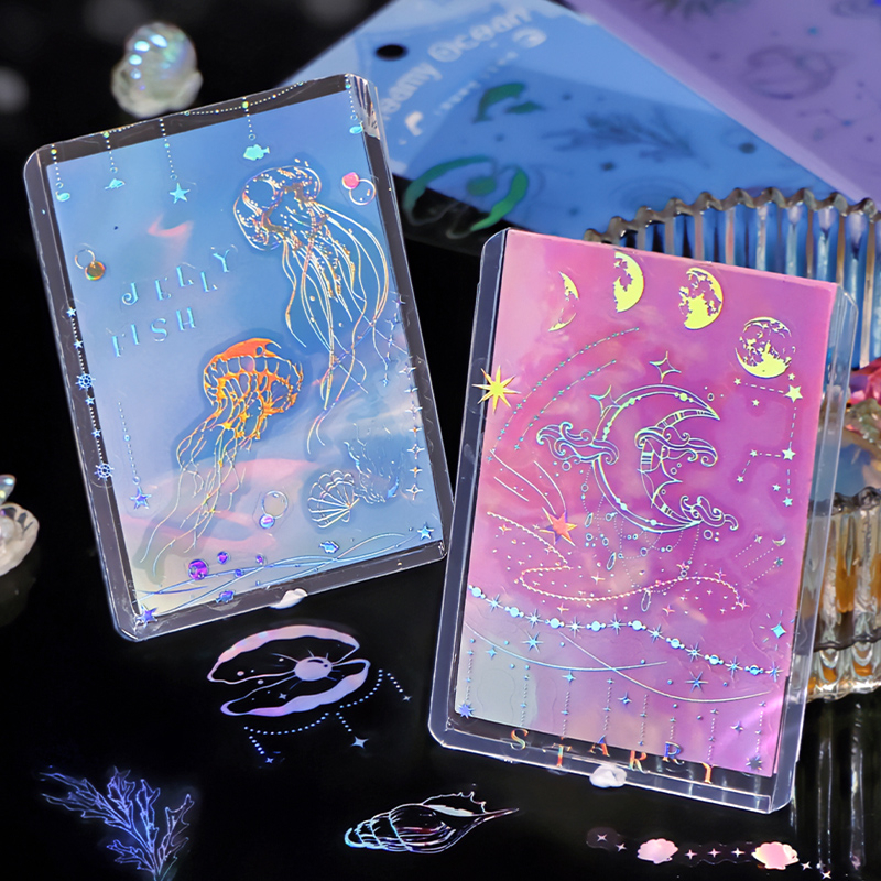 Mr. Paper 3 vé/túi Dán chống thấm nước PET Nóng bạc bướm hoa trăng chuỗi nhãn Tài liệu dán bàn tay sáng tạo gowkka DIY ly ly điện thoại văn phòng phẩm Hình ảnh trang trí stickers