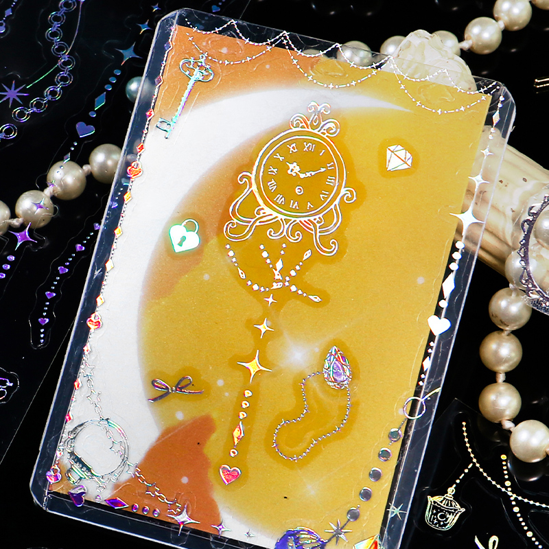 Mr. Paper 3 vé/túi Dán chống thấm nước PET Nóng bạc bướm hoa trăng chuỗi nhãn Tài liệu dán bàn tay sáng tạo gowkka DIY ly ly điện thoại văn phòng phẩm Hình ảnh trang trí stickers